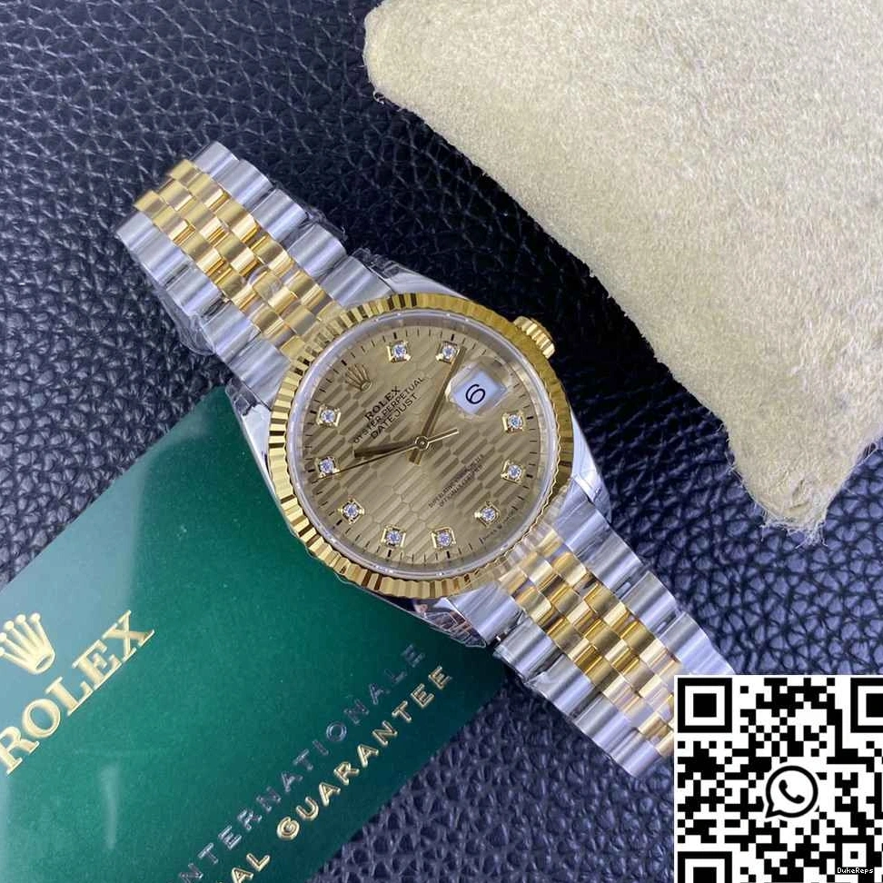 Rolex Motif Silver Dial M126233 Tone 36MM Datejust Diamond Hourmarker Factory Two VS 0410